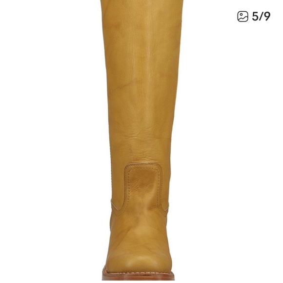 Frye Women's Mustard Leather Heeled Boots - Picture 5 of 7